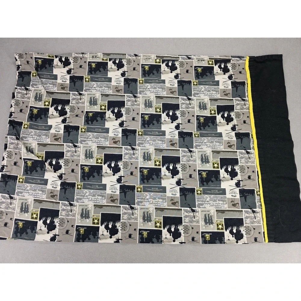 US Army Strong Graphic Pillowcase Military Helicopter Soldier Print Black Yellow